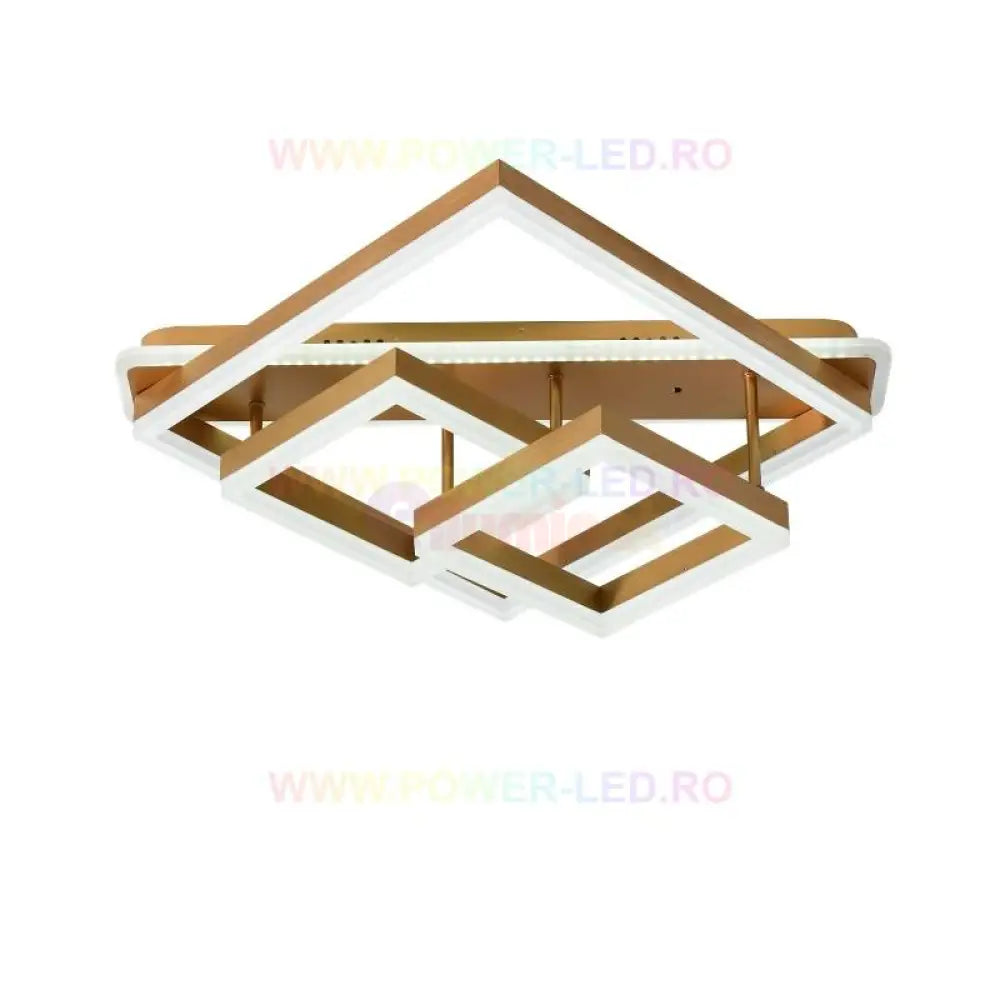 Lustra Led 182W Allis Squares Gold Telecomanda Lighting Fixtures
