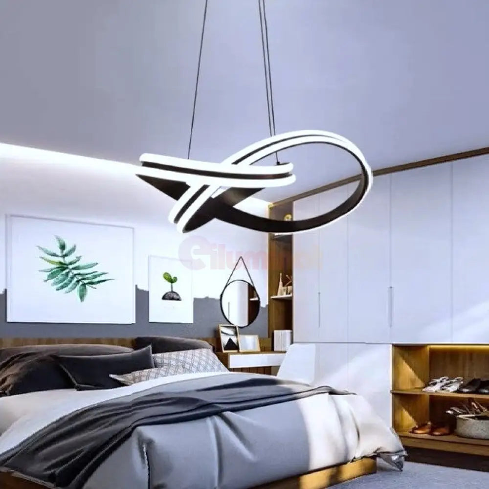 Lustra Led 192W Bianca Wenge 2 Segmente Telecomanda Echivalent 500W Lighting Fixtures