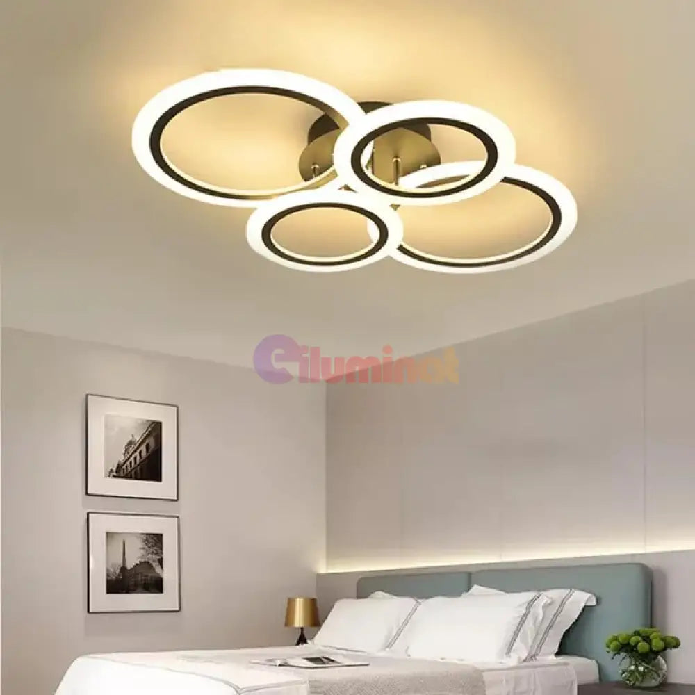 Lustra Led 2 + 2 Circle Brown Echivalent 400W Telecomanda Lighting Fixtures