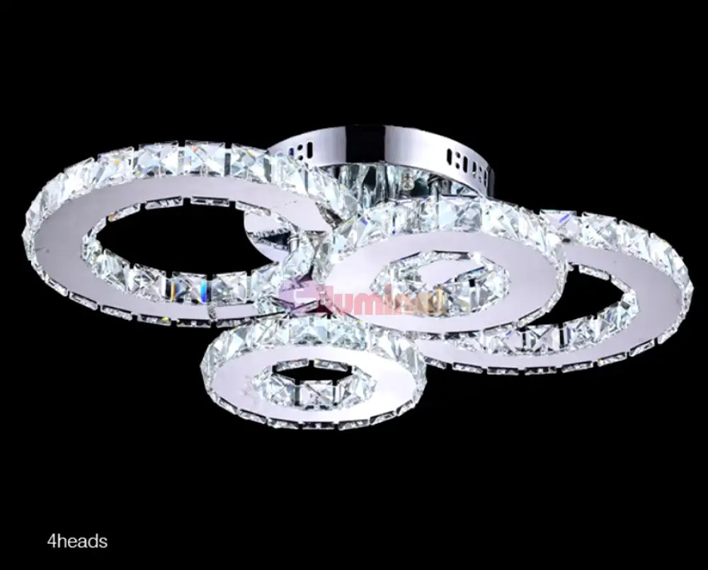 Lustra Led 2 + 2 Circle Chrome Cristal Telecomanda Echivalent 400W Chandeliers Crystal