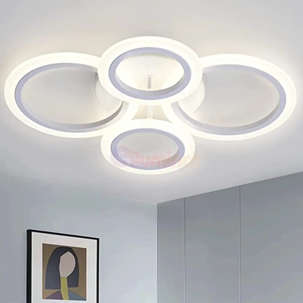 Lustra Led 2 + 2 Circle Design Alb Echivalent 400W Telecomanda Lighting Fixtures