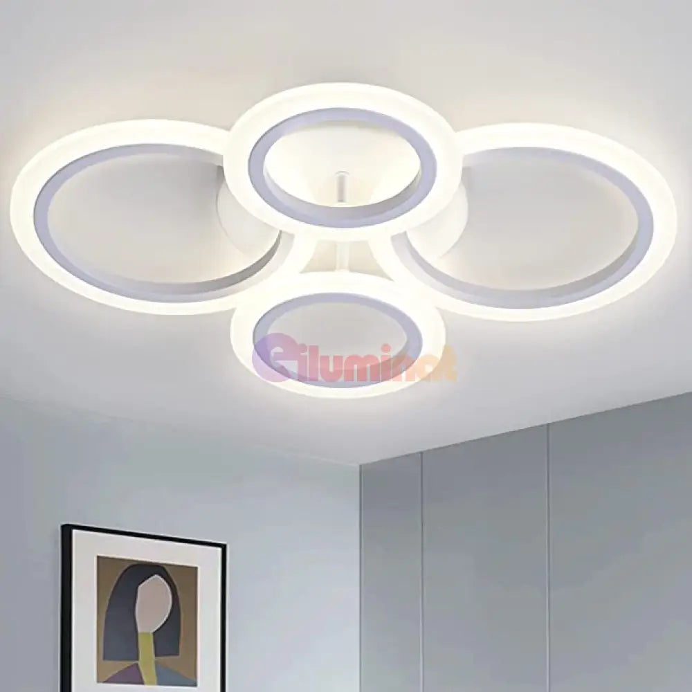 Lustra Led 2 + 2 Circle Design Alb Echivalent 400W Telecomanda Lighting Fixtures