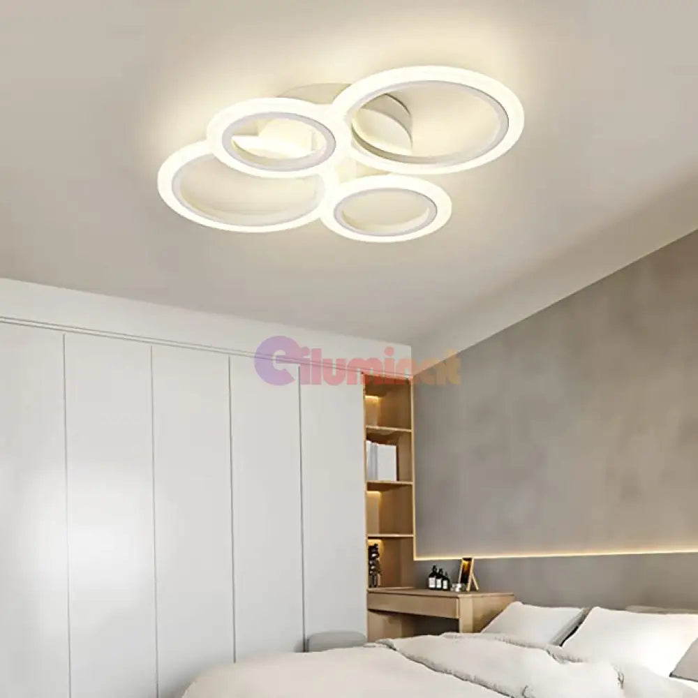 Lustra Led 2 + 2 Circle Design Alb Echivalent 400W Telecomanda Lighting Fixtures