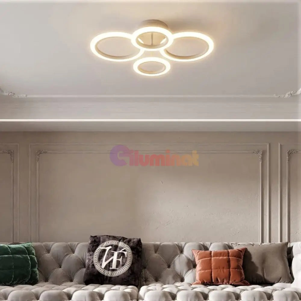 Lustra Led 2 + 2 Circle Design Alb Echivalent 400W Telecomanda Lighting Fixtures