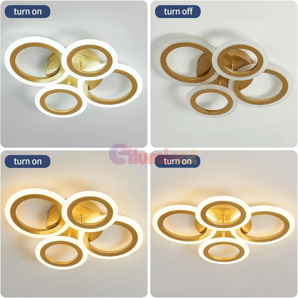 Lustra Led 2 + 2 Circle Gold Luxury Telecomanda Echivalent 400W Lighting Fixtures