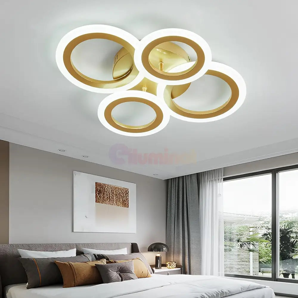 Lustra Led 2 + 2 Circle Gold Luxury Telecomanda Echivalent 400W Lighting Fixtures
