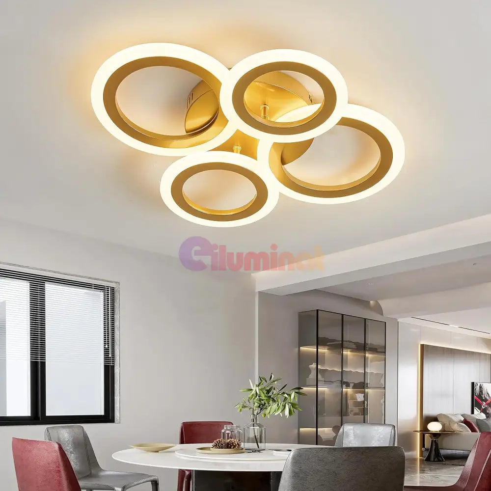 Lustra Led 2 + 2 Circle Gold Luxury Telecomanda Echivalent 400W Lighting Fixtures