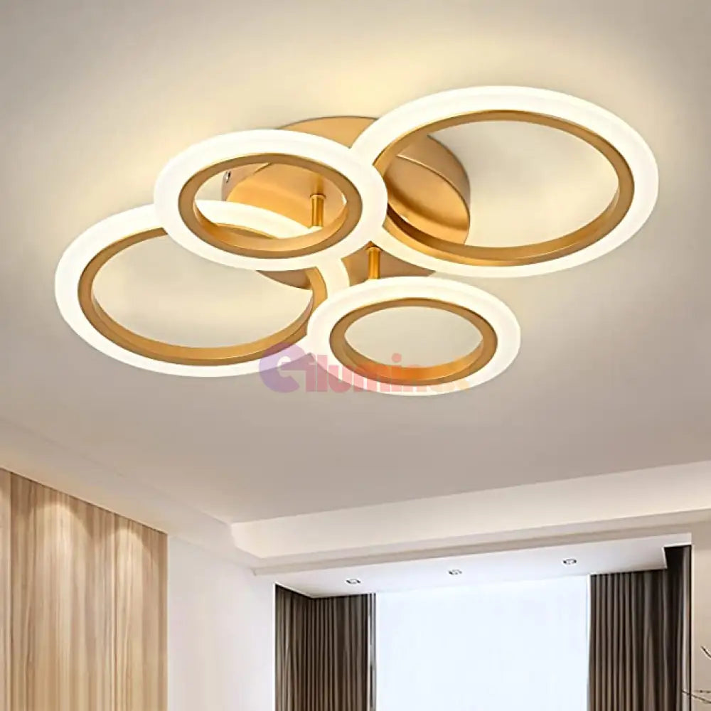 Lustra Led 2 + 2 Circle Gold Luxury Telecomanda Echivalent 400W Lighting Fixtures