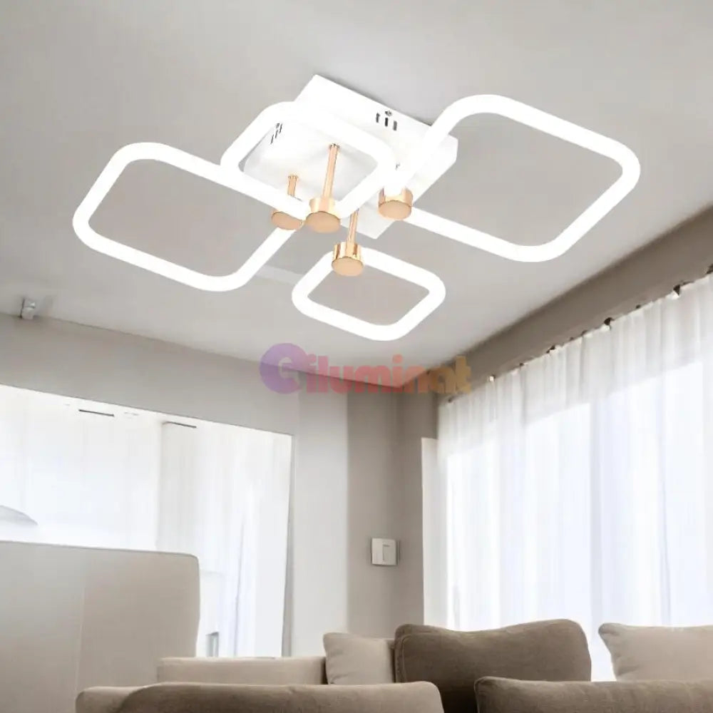 Lustra LED 2 + 2 DIAMOND Alb + Auriu Echivalent 400W Telecomanda ALB + AURIU / 70CM / DIAMOND DESIGN Lighting Fixtures