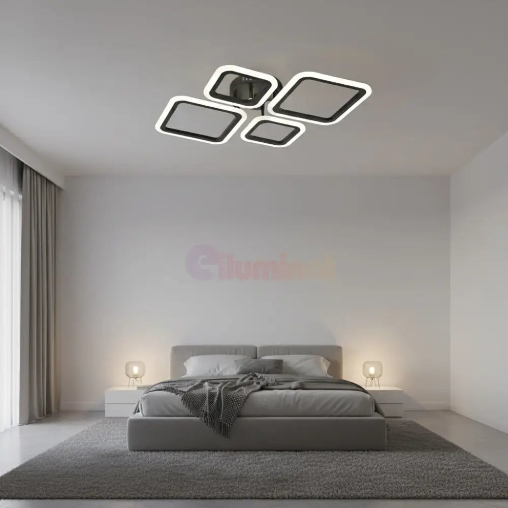 Lustra LED 2 + 2 DIAMOND Black Echivalent 350W Telecomanda Lighting Fixtures