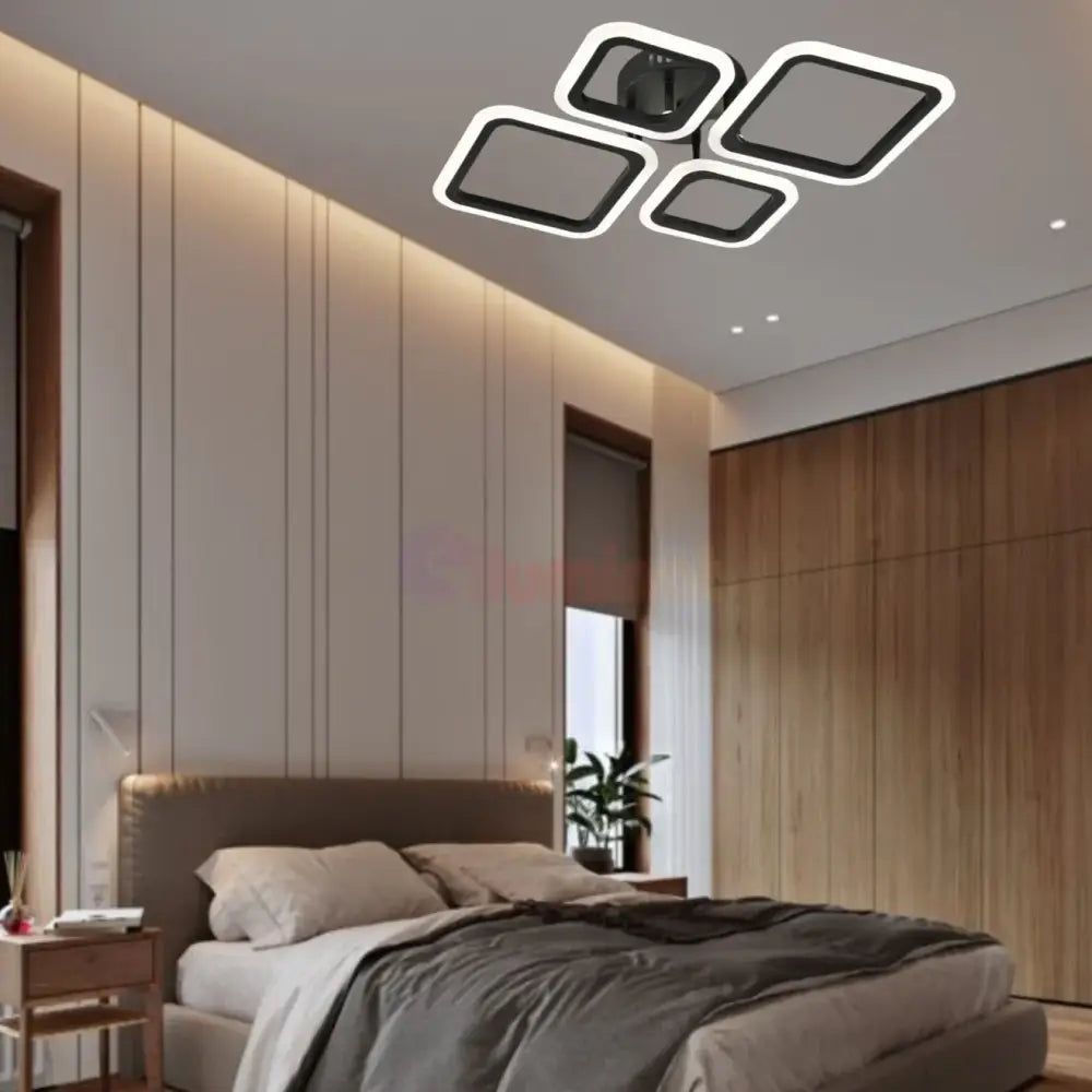 Lustra LED 2 + 2 DIAMOND Black Echivalent 350W Telecomanda Lighting Fixtures