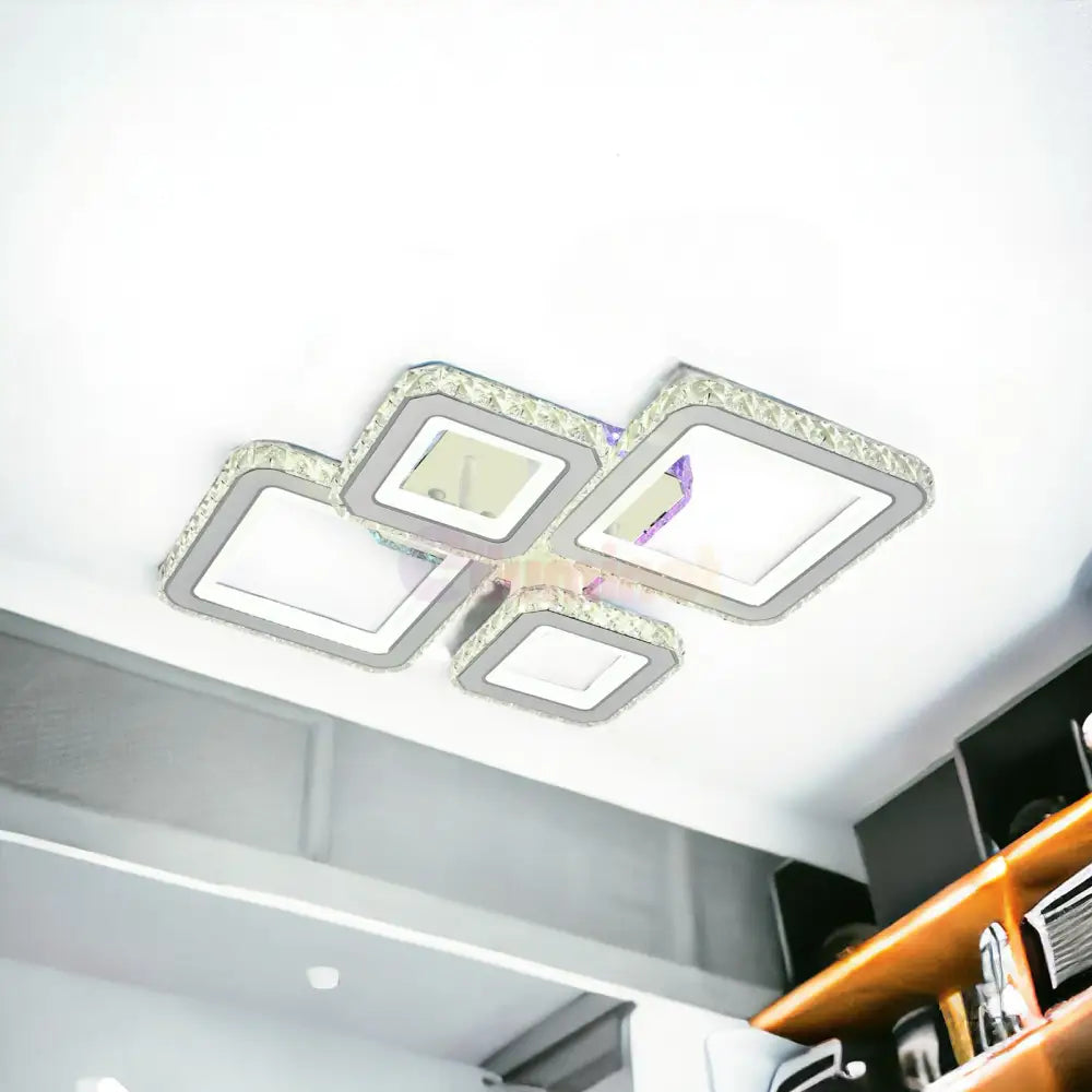 Lustra Led 2 + 2 Diamond Rgb Alb Cristal Echivalent 400W Lighting Fixtures