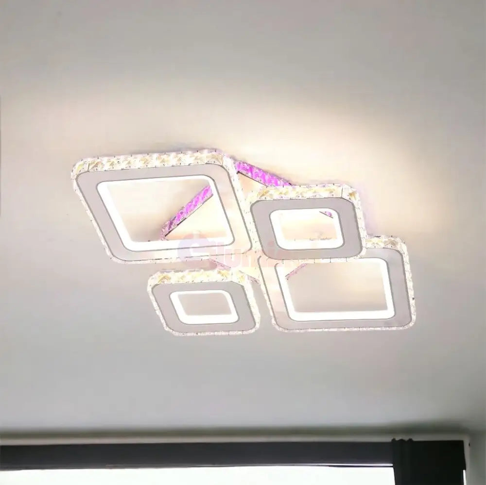 Lustra Led 2 + 2 Diamond Rgb Alb Cristal Echivalent 400W Lighting Fixtures