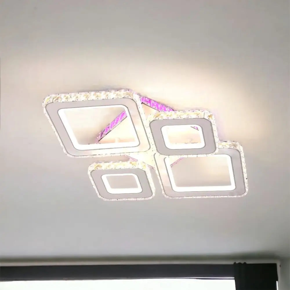 Lustra Led 2 + 2 Diamond Rgb Alb Cristal Echivalent 400W Lighting Fixtures