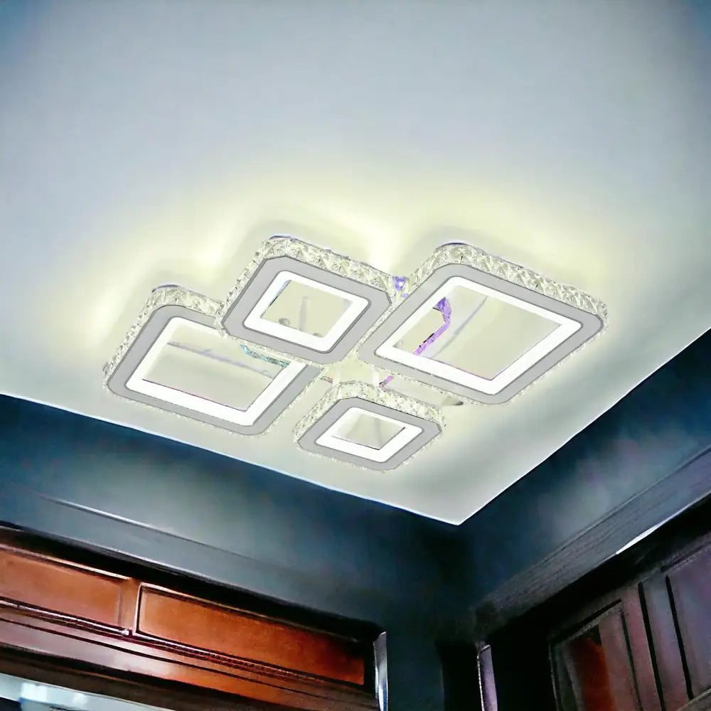 Lustra Led 2 + 2 Diamond Rgb Alb Cristal Echivalent 400W Lighting Fixtures