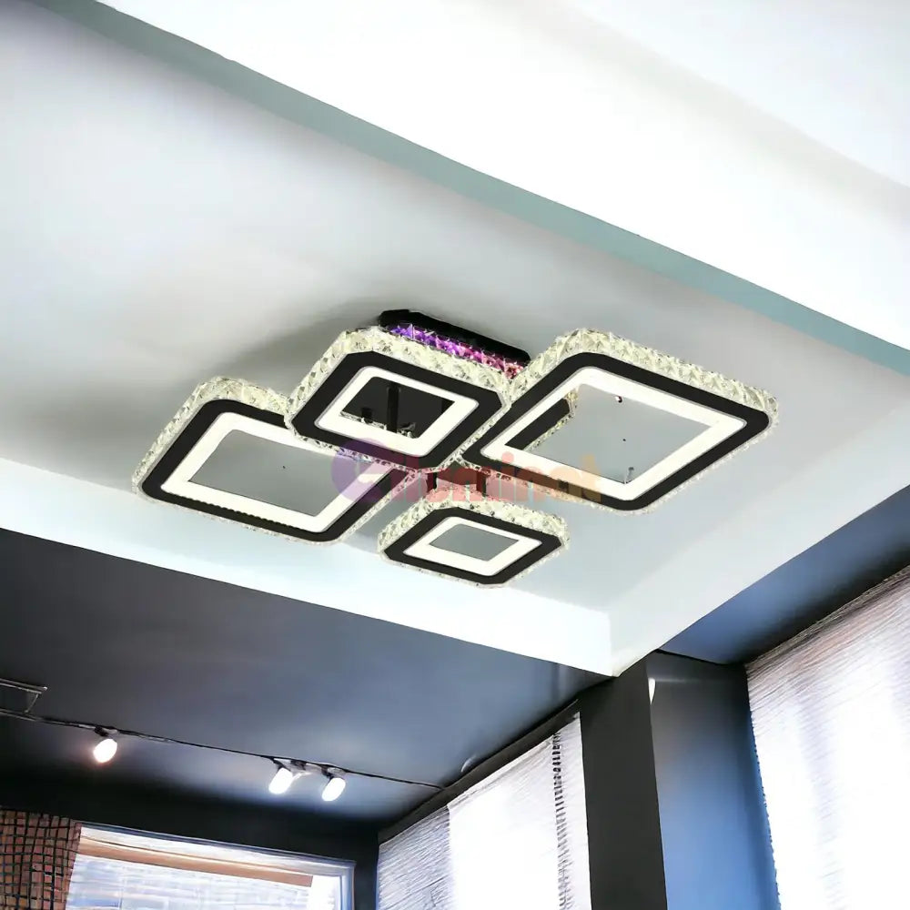 Lustra Led 2 + 2 Diamond Rgb Black Cristal Echivalent 400W Lighting Fixtures