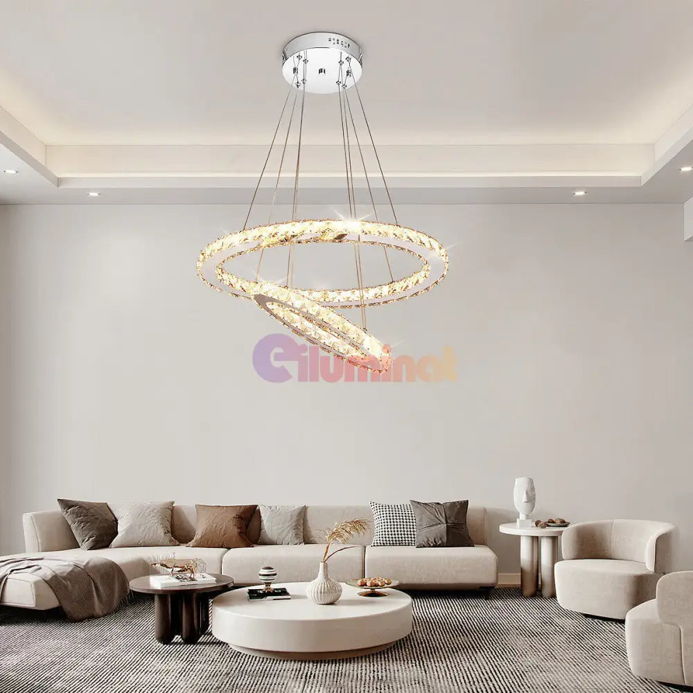 Lustra Led 96W Cristal Slim 2 Segmente Telecomanda Ceiling Light Fixtures