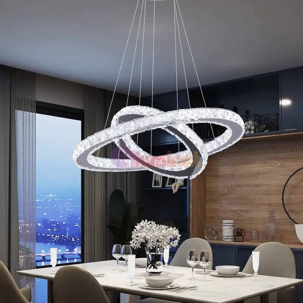 Lustra Led 96W Cristal Slim 2 Segmente Telecomanda Ceiling Light Fixtures