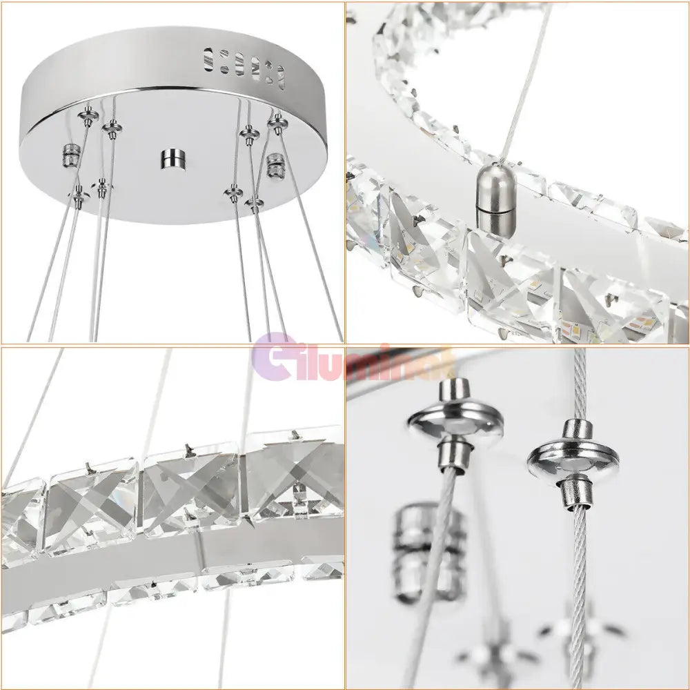 Lustra Led 96W Cristal Slim 2 Segmente Telecomanda Ceiling Light Fixtures