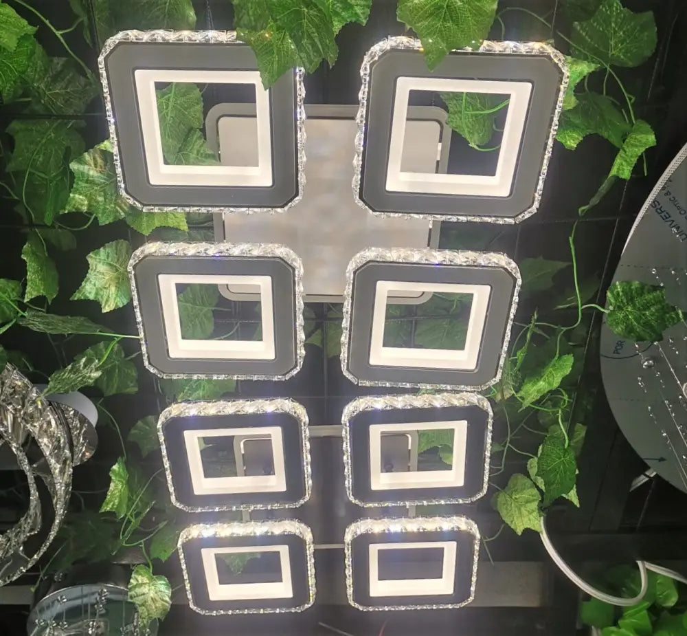 Lustra Led 2 + 2 Square Cristal Black Rgb Echivalent 500W Lighting Fixtures