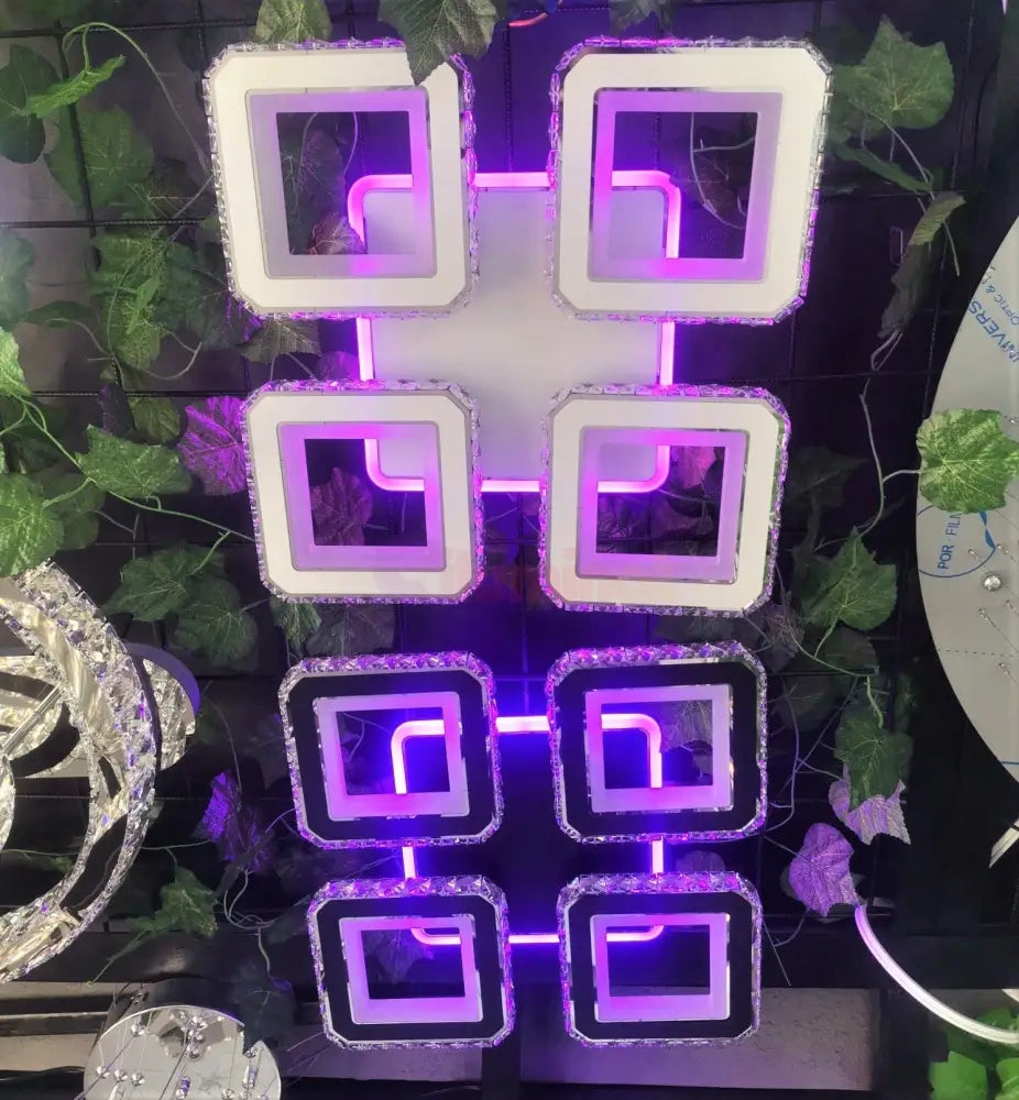 Lustra Led 2 + 2 Square Cristal Black Rgb Echivalent 500W Lighting Fixtures