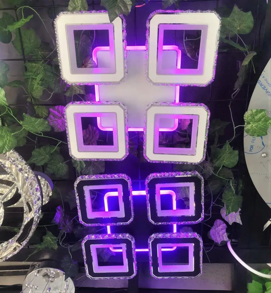 Lustra Led 2 + 2 Square Cristal Black Rgb Echivalent 500W Lighting Fixtures
