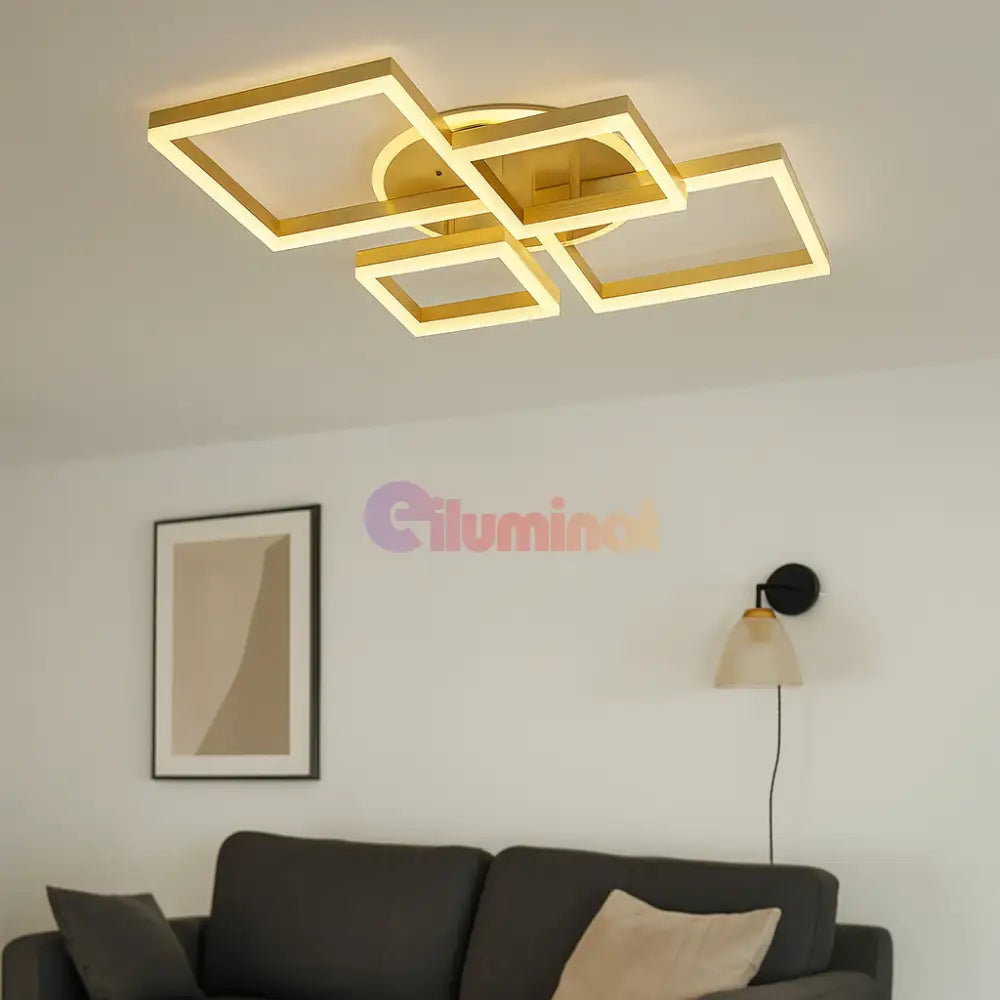 Lustra LED 2 + 2 SQUARE GOLD Telecomanda 240W 5190-2 + 2 GD SQUARE DESIGN / AURIE Lighting Fixtures