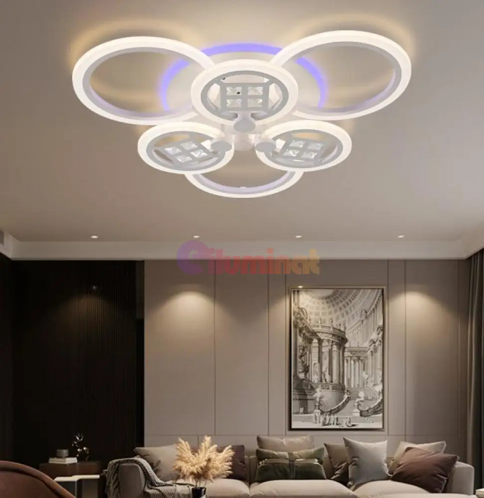 Lustra Led 204W Circle 3 + 3 Mirror Rgb Telecomanda Lighting Fixtures