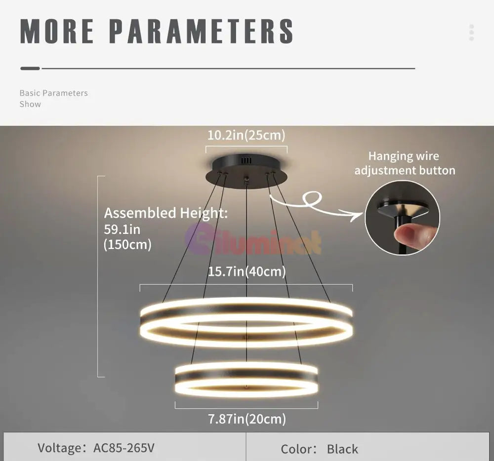 Lustra Led 204W King Black 2 Segmente Telecomanda Lighting Fixtures