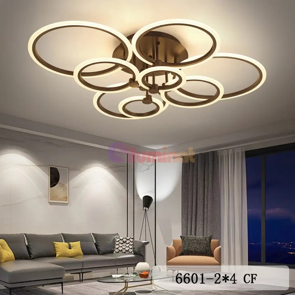 Lustra Led 228W 4 + 4 Circle Gigant Design Brown Telecomanda Lighting Fixtures