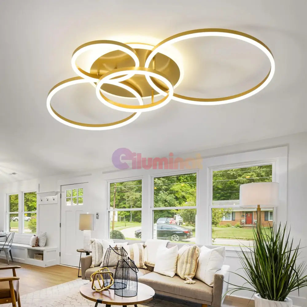 Lustra Led 234W Circle Gold Luxury Echivalent 1200W Telecomanda Lighting Fixtures