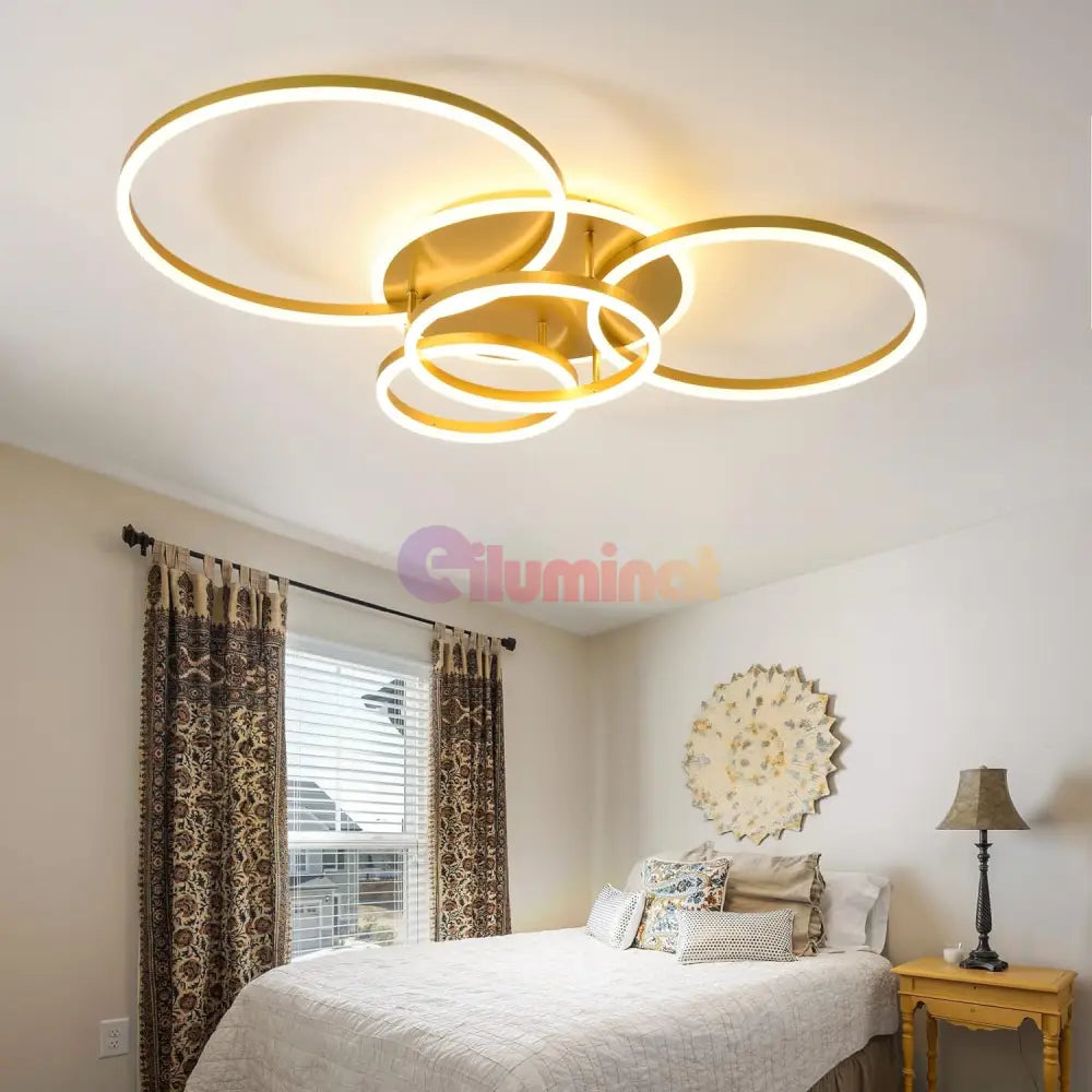 Lustra Led 234W Circle Gold Luxury Echivalent 1200W Telecomanda Lighting Fixtures