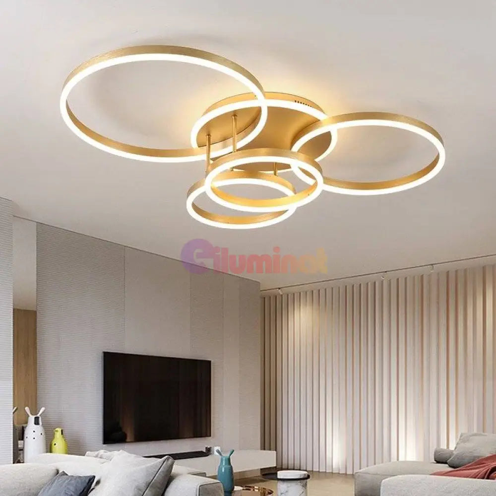 Lustra Led 234W Circle Gold Luxury Echivalent 1200W Telecomanda Lighting Fixtures