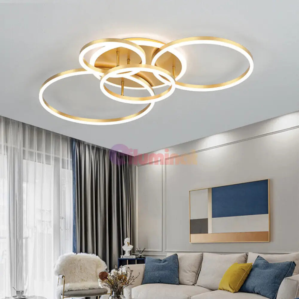 Lustra Led 234W Circle Gold Luxury Echivalent 1200W Telecomanda Lighting Fixtures