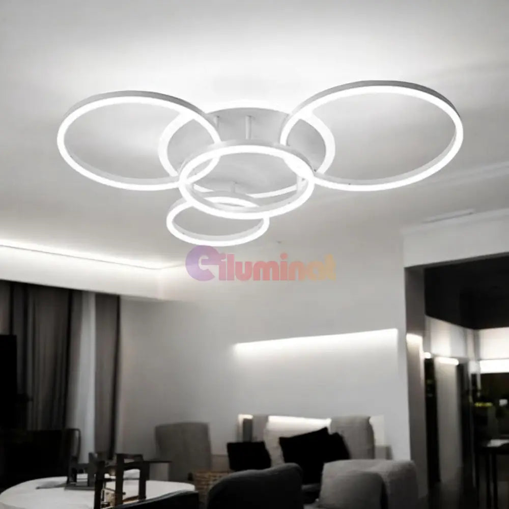 Lustra LED 234W CIRCLE White Luxury Echivalent 1200W Telecomanda CIRCLE DESIGN / ALBA / 98CM Lighting Fixtures