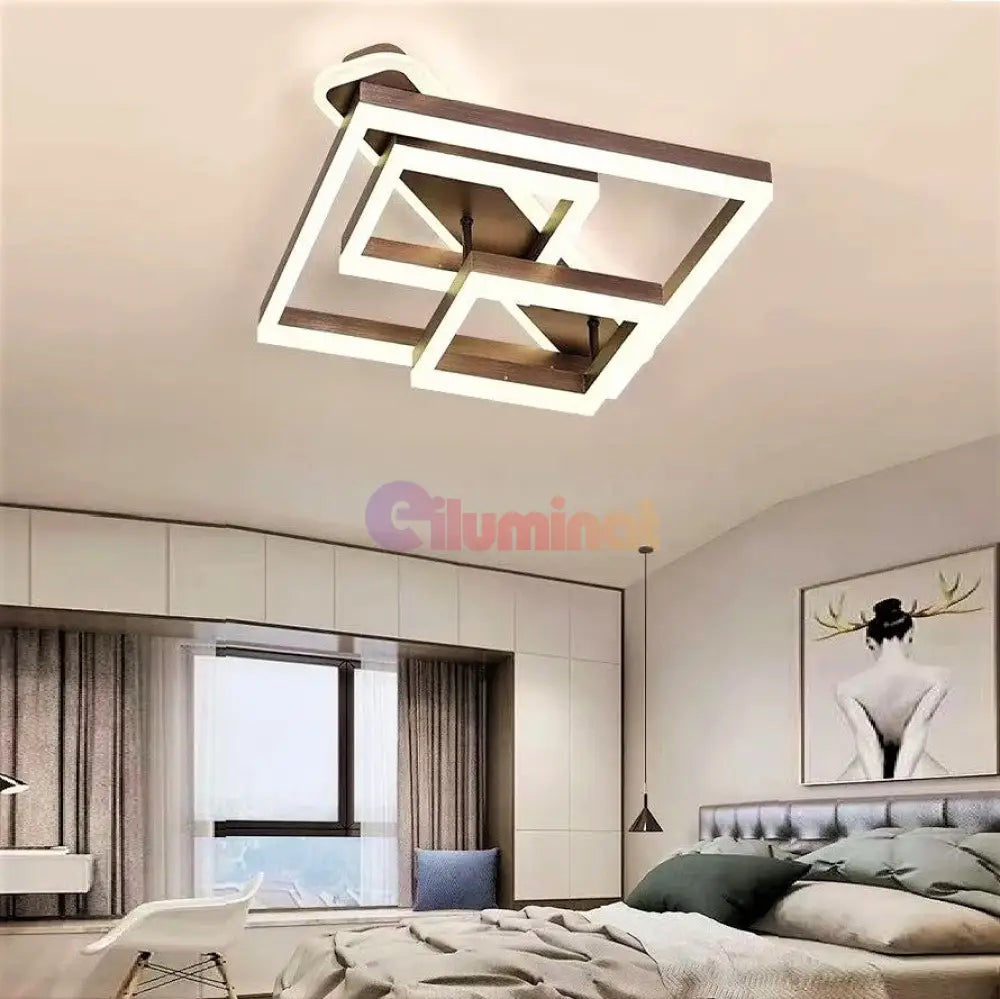 Lustra Led 240W Three Square Design Maro Telecomanda Lighting Fixtures