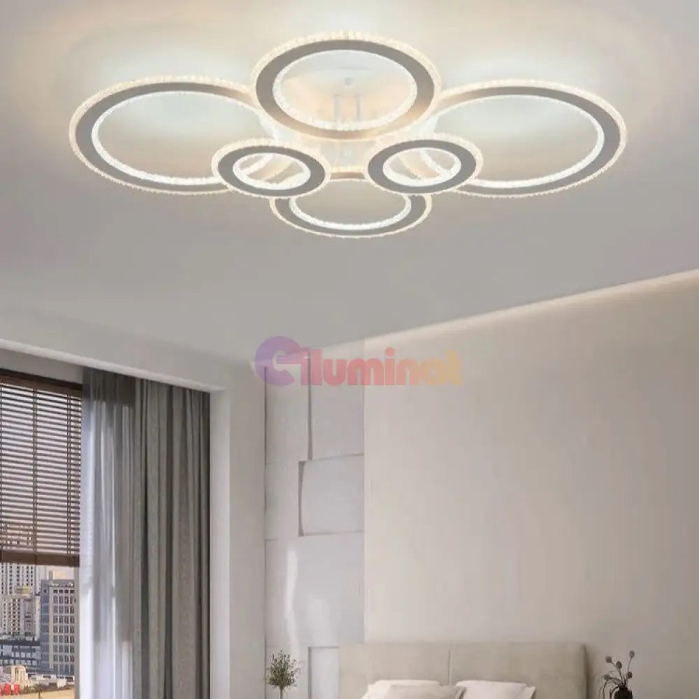 Lustra Led 250W M316-6 Design Telecomanda Echivalent 800W Alba / Circle Design Lighting Fixtures