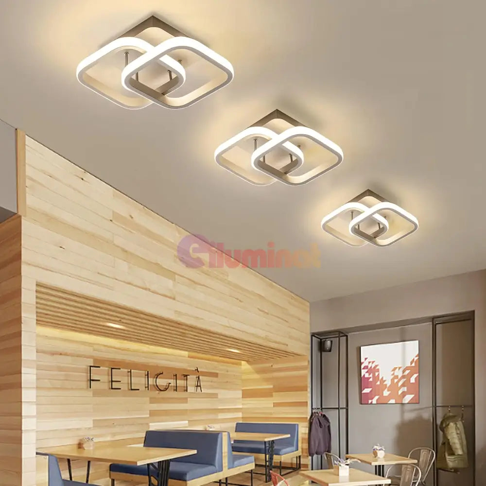 Lustra Led 26W Double Square Cu Senzor Miscare Echivalent 150W Lighting Fixtures