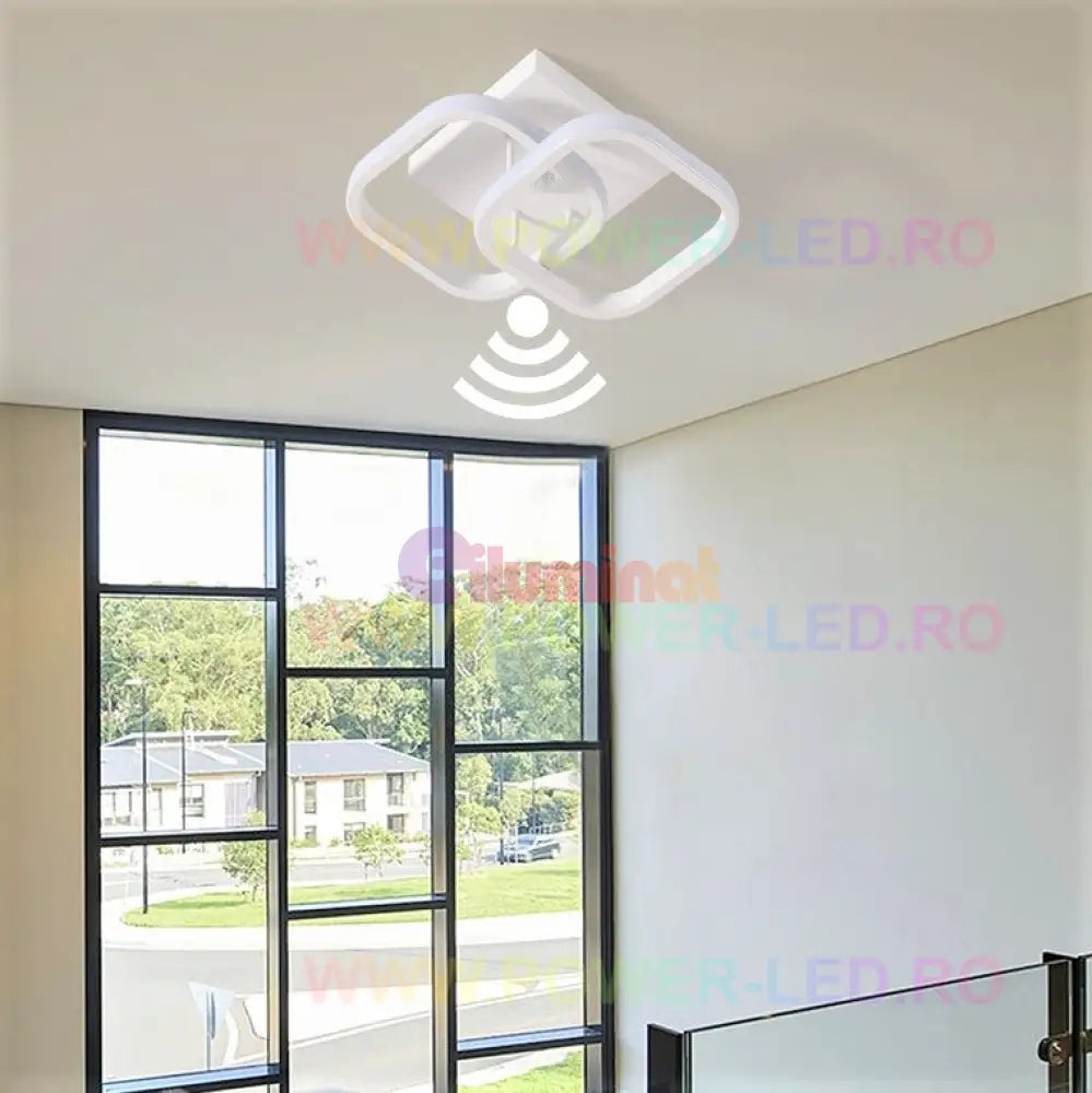 Lustra Led 26W Double Square Cu Senzor Miscare Echivalent 150W Lighting Fixtures