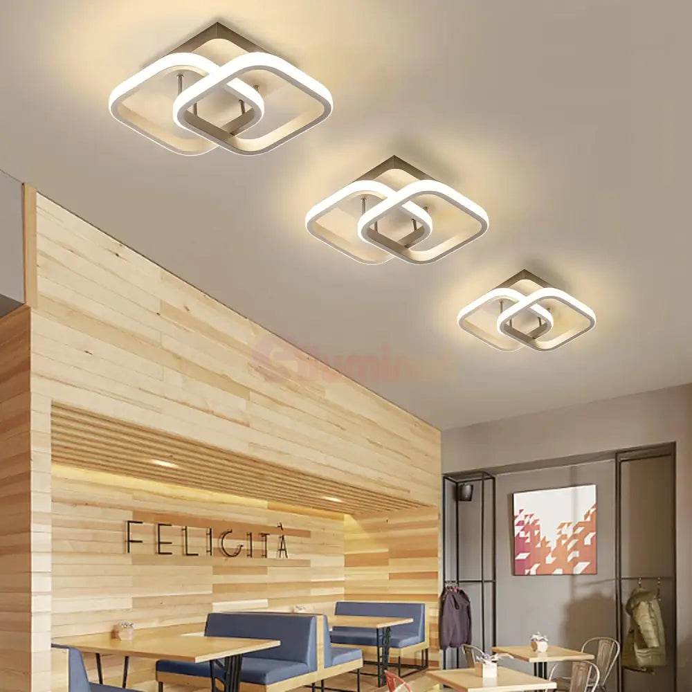 Lustra Led 26W Double Square Cu Senzor Miscare Echivalent 150W Lighting Fixtures