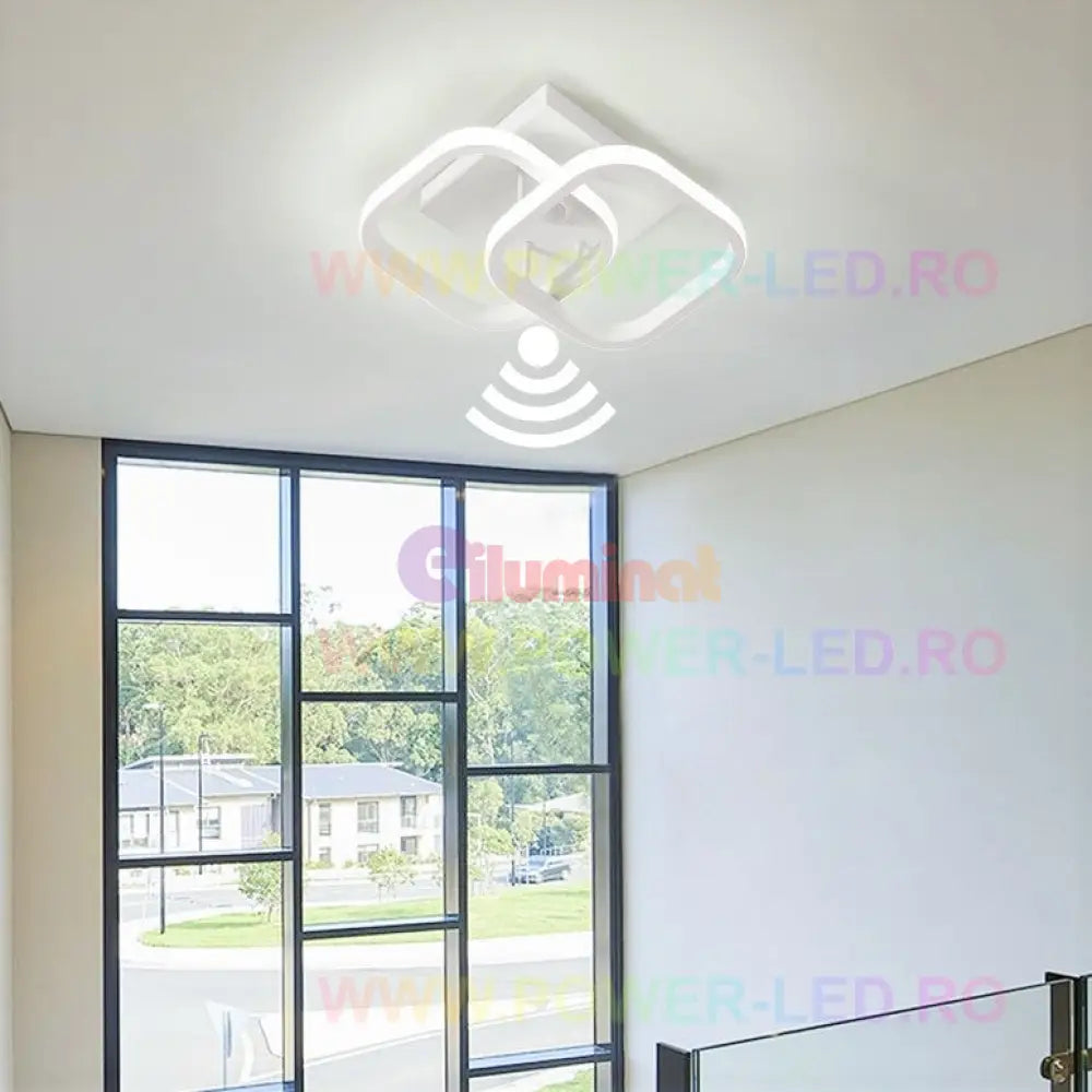 Lustra Led 26W Double Square Cu Senzor Miscare Echivalent 150W Lighting Fixtures