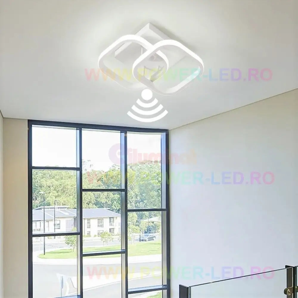 Lustra Led 26W Double Square Cu Senzor Miscare Echivalent 150W Lighting Fixtures