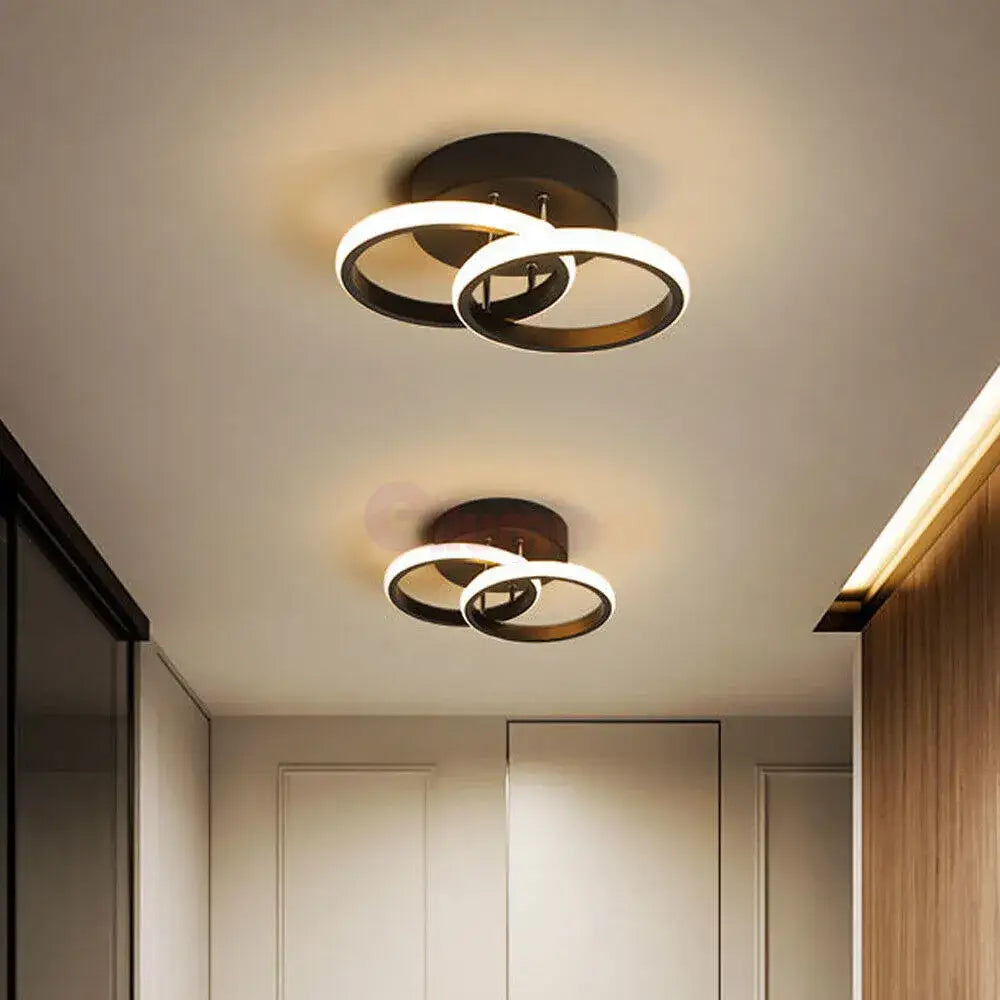Lustra Led 28W Double Ring Negru Echivalent 150W Lighting Fixtures