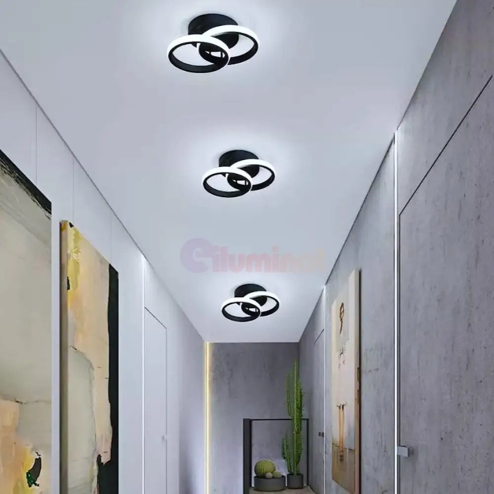 Lustra Led 28W Double Ring Negru Echivalent 150W Lighting Fixtures