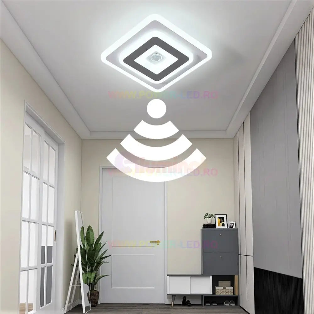 Lustra Led 28W Patrata Cu Senzor Miscare Echivalent 200W Lighting Fixtures