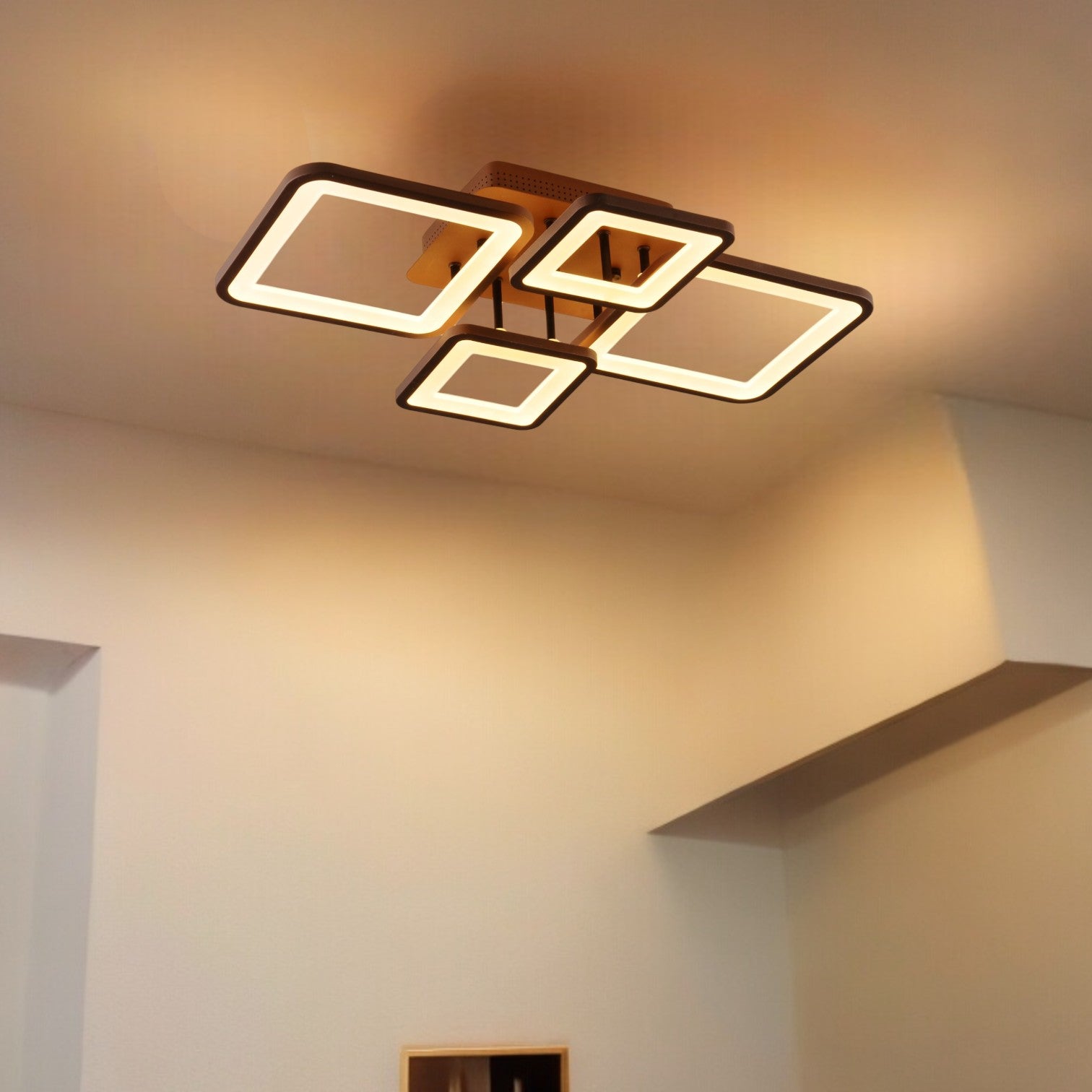 Lustra Led 2 + 2 Square Brown Telecomanda Echivalent 500W Lighting Fixtures