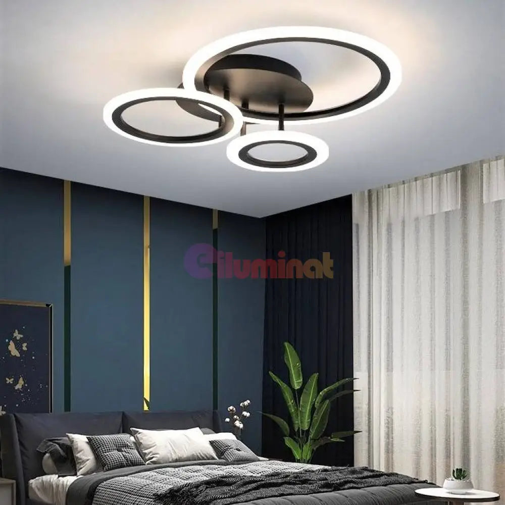 Lustra Led 3 Brown Circle Echivalent 300W Telecomanda Lighting Fixtures