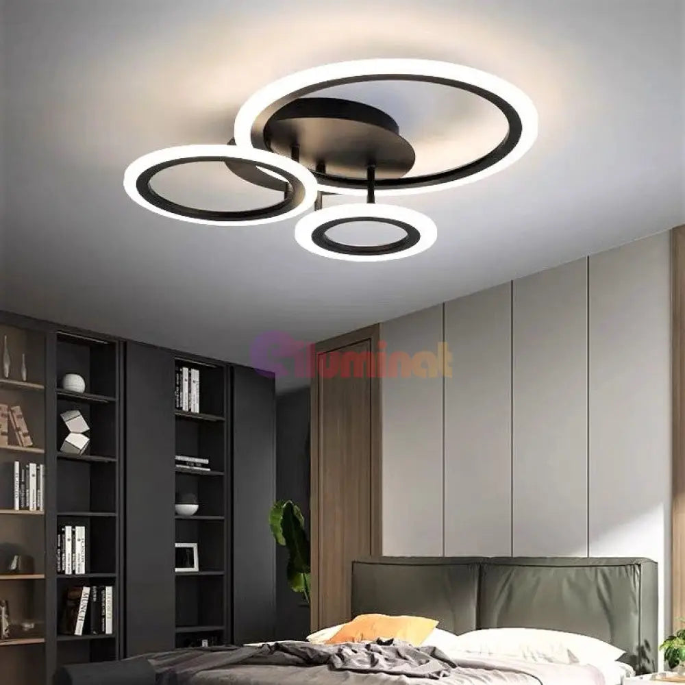 Lustra Led 3 Brown Circle Echivalent 300W Telecomanda Lighting Fixtures