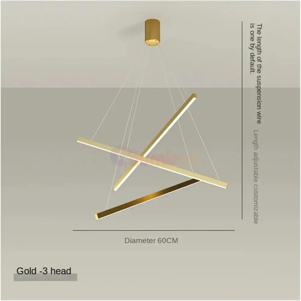 Lustra LED 3 Geometric GOLD LINES Suspendata Echivalent 400W AURIE / 60CM / SUSPENDATE Lighting Fixtures