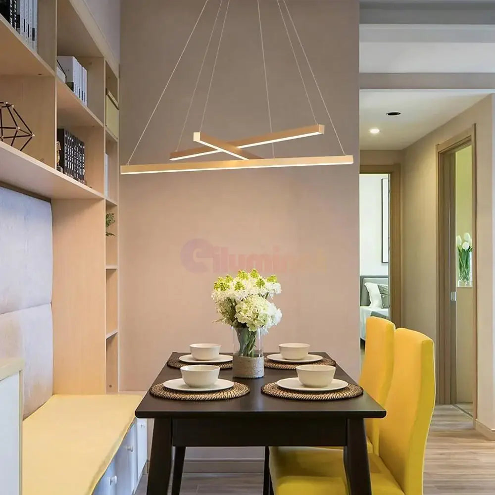 Lustra LED 3 Geometric GOLD LINES Suspendata Echivalent 400W AURIE / 60CM / SUSPENDATE Lighting Fixtures